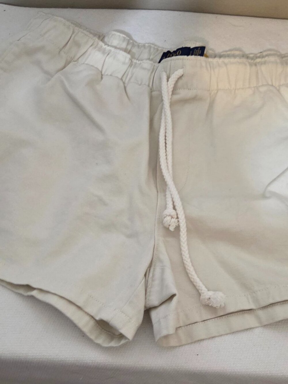 Polo Ralph Lauren Shorts Womens Small Cream Embroidered Pony Logo Drawstring SIZ